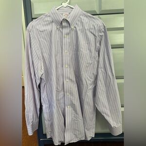 Brooks Brothers Lavender and White Striped Button-Down Dress Shirt